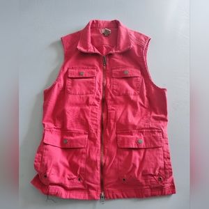 DULUTH TRADING Womens Medium  Coral Canvas Vest Zip Front,  Color Tangerine